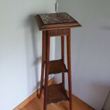 Wooden and marble stool