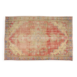 Red Oushak Vintage Carpet