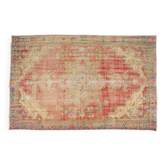 Red Oushak Vintage Carpet
