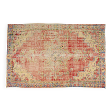 Red Oushak Vintage Carpet