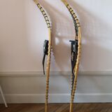 Pair of antique wooden snowshoes, vintage, 155 cm