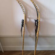 Pair of antique wooden snowshoes, vintage, 155 cm