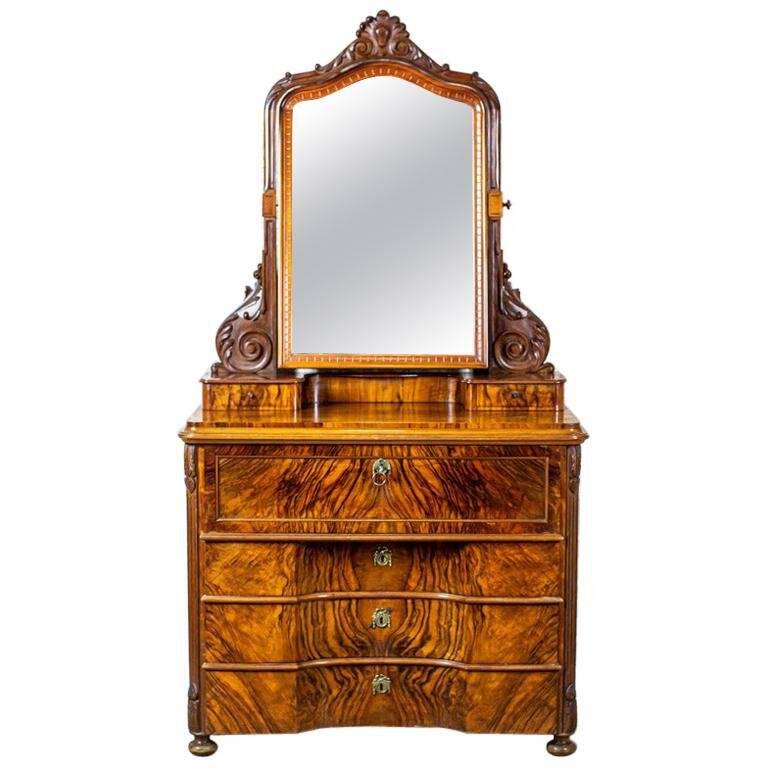 Antique Two-Part Dresser with Mirror, 1890s