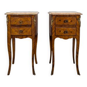 Paire de chevets en bois - rose