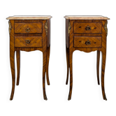 Pair of rosewood bedside tables in Louis XV style