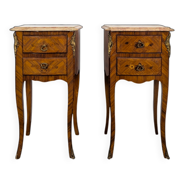 Pair of rosewood bedside tables in Louis XV style