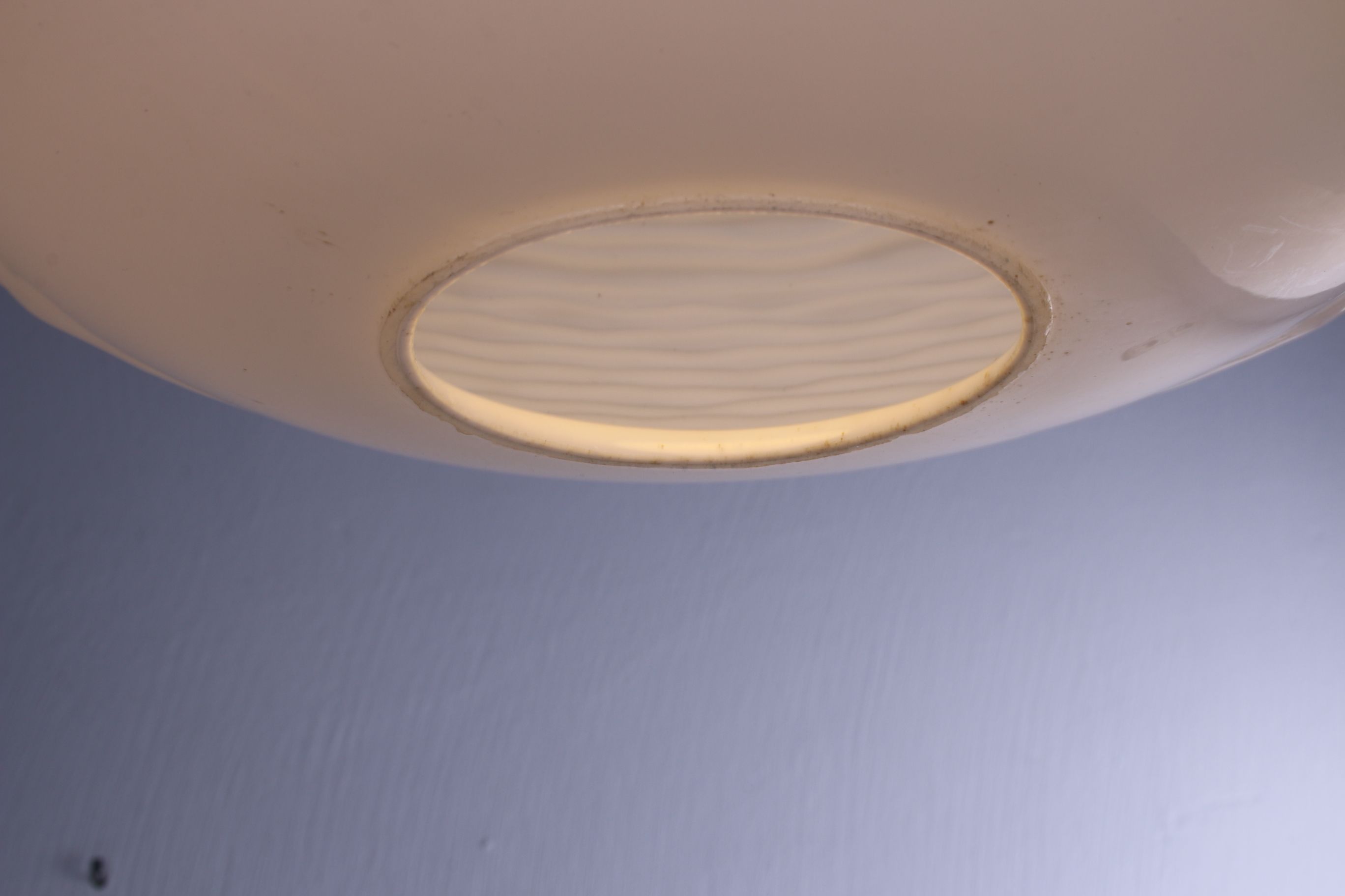 Opaline glass & teak pendant lamp by Louis Kalff for philips, 1960s