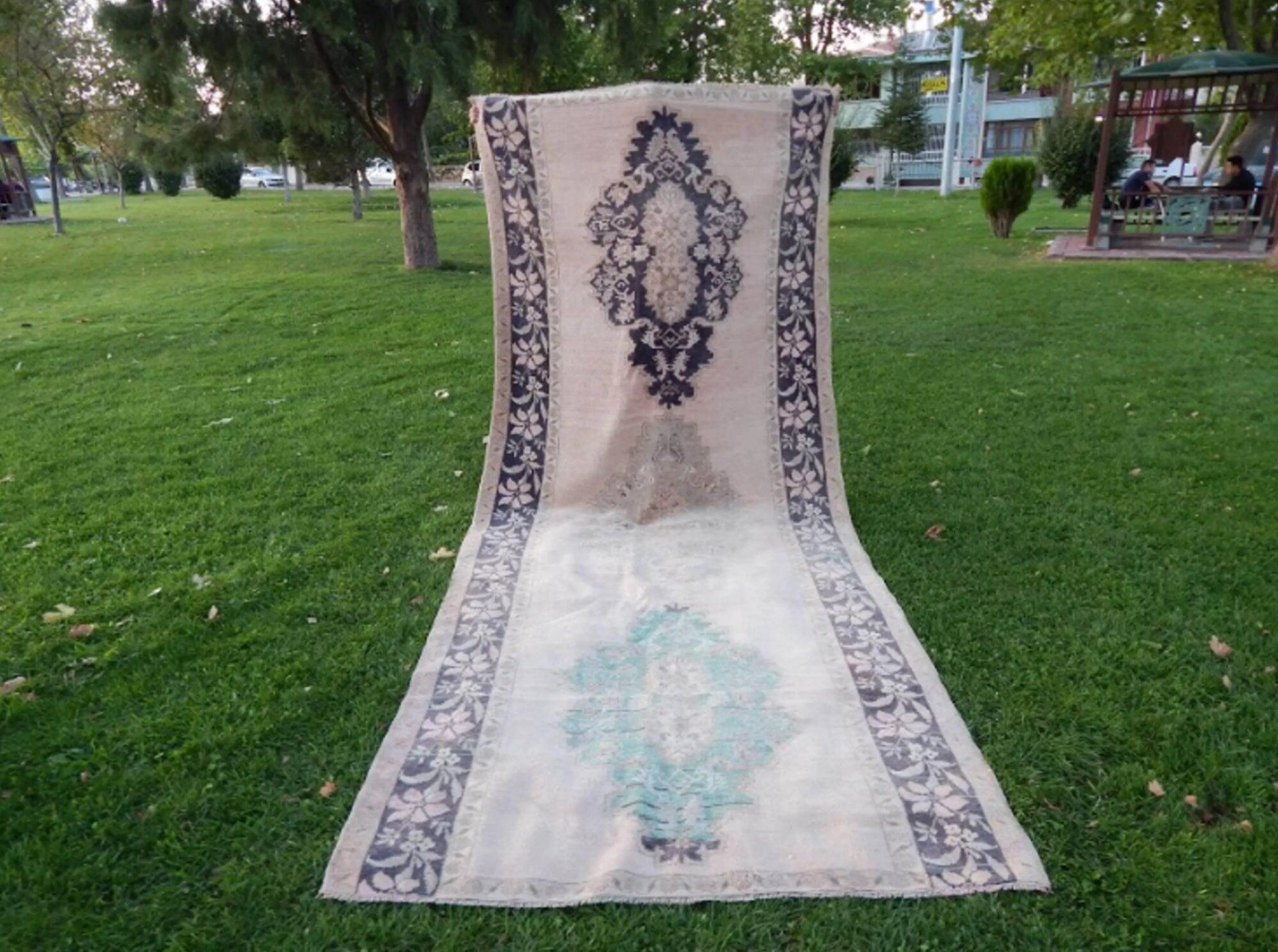 Vintage Turkish hallway rug 155x360 cm