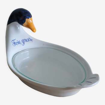 Hollow dish for foie gras duck head in porcelain and glass - revol france