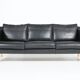 Danish design black leather sofa from Mogens Hansen