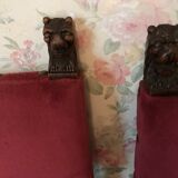 Henri II style chairs covered with red velvet fabric
