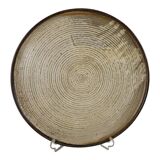 Puisaye stoneware pie dish signed Lacheny