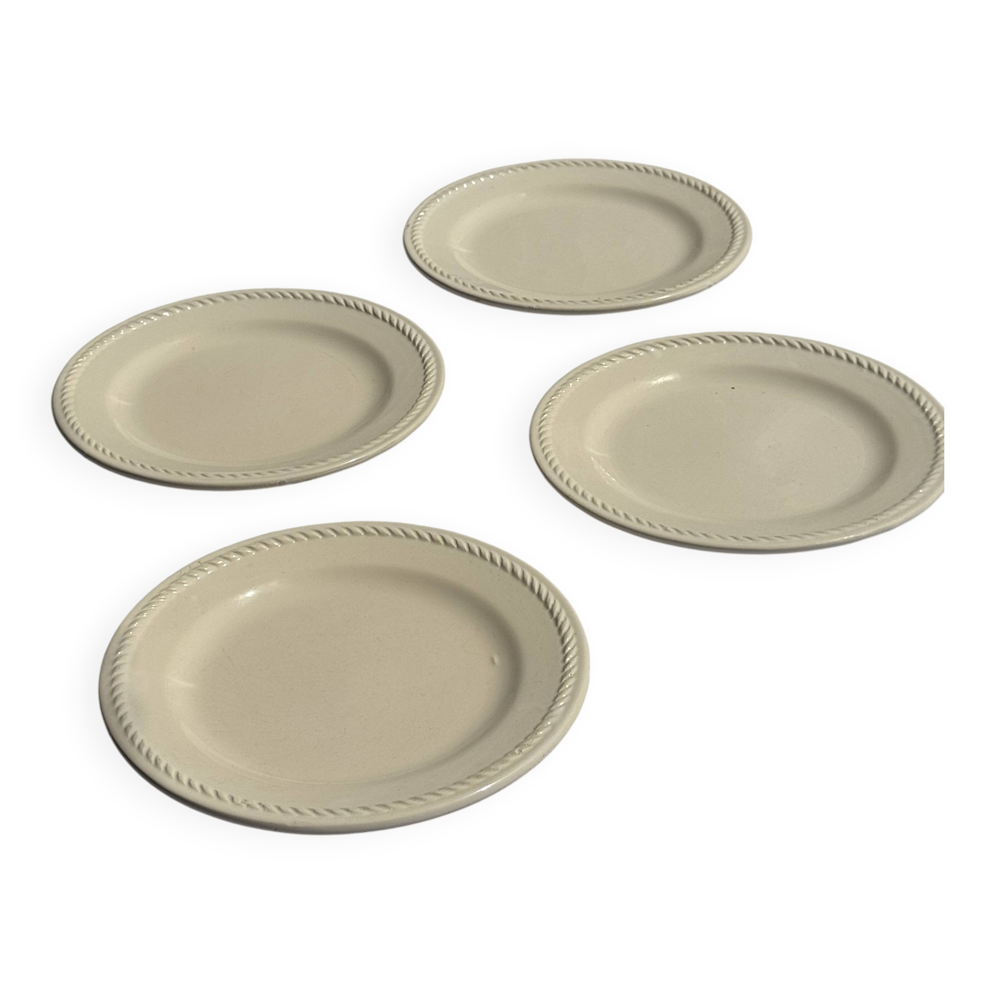 Set of 4 small vintage white dessert plates D21