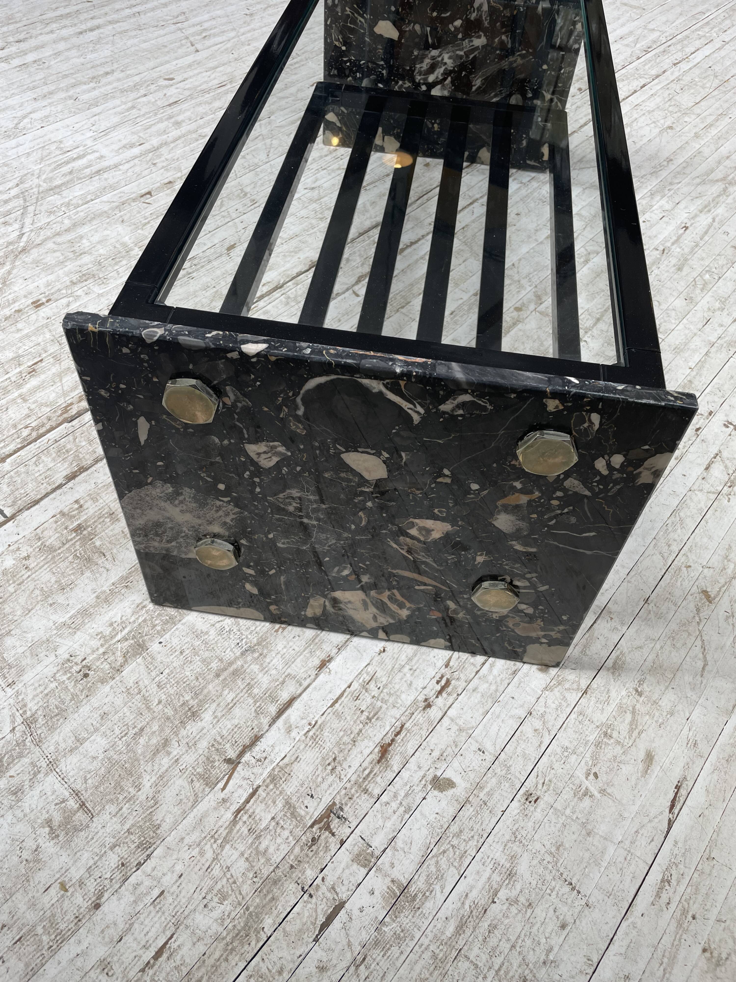 Coffee table year 80 Italian marble and glass