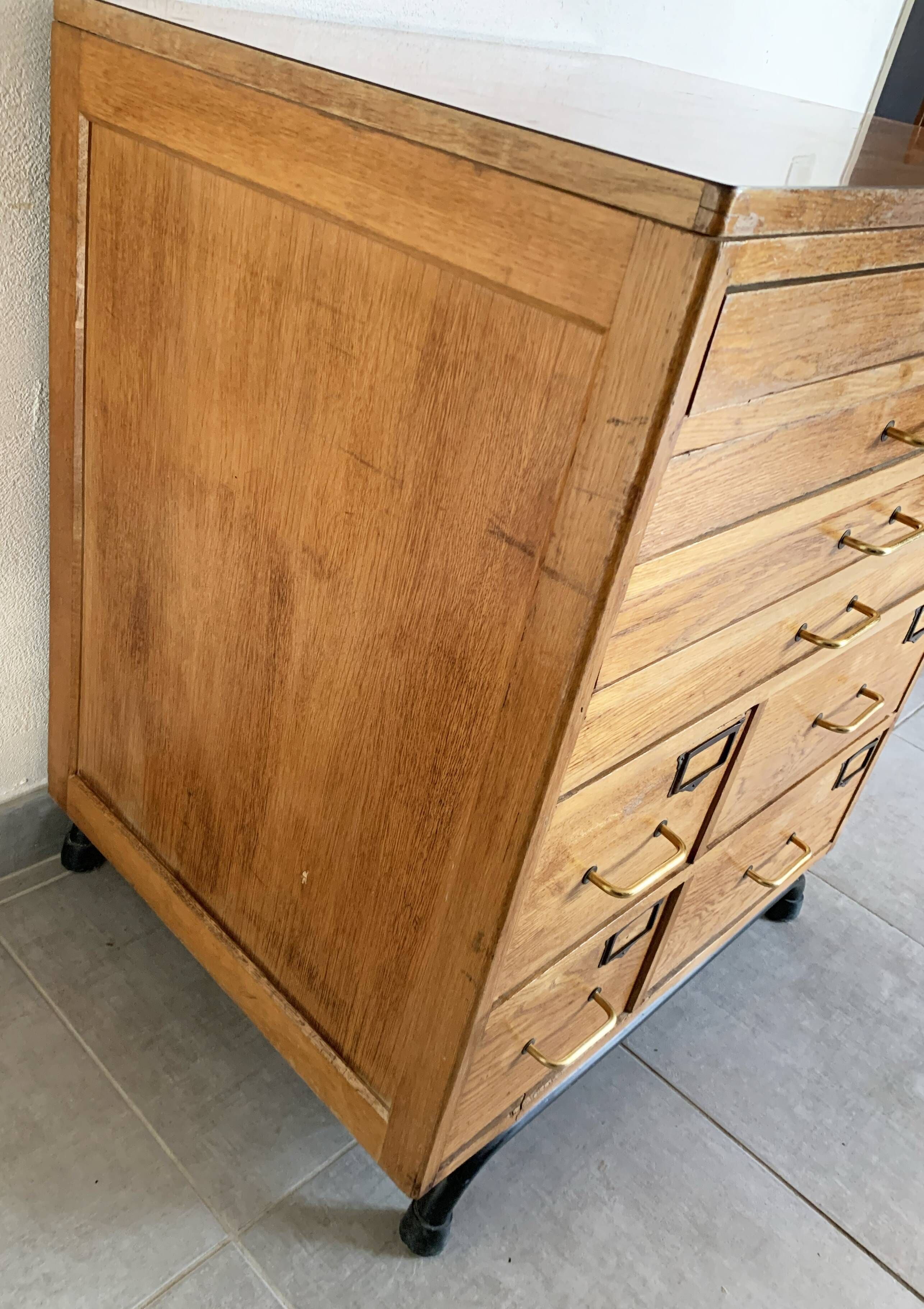 Vintage printer or schoolmaster workshop furniture from the 50s