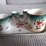Tray with its 4 vintage cups from the Fives Lille faience factory