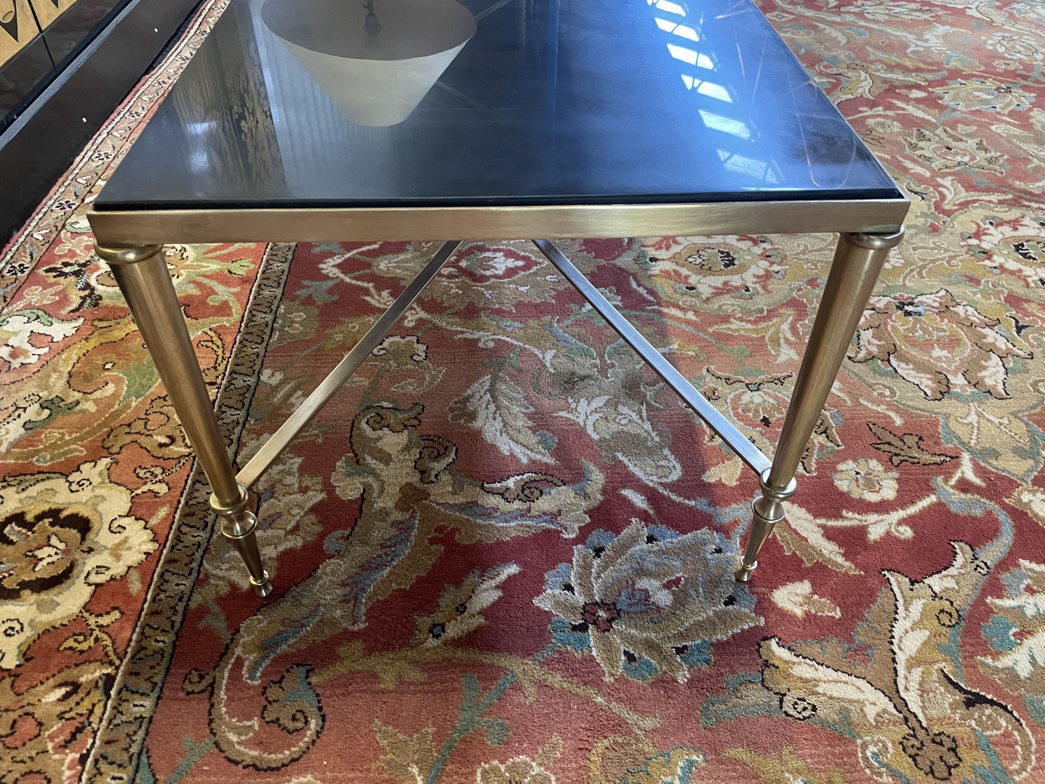 Table basse laiton et marbre
