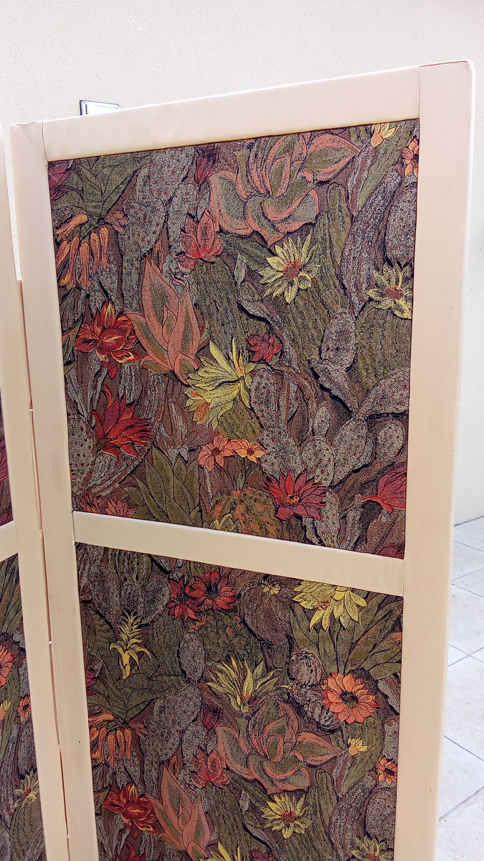 Paravent vintage en tissu