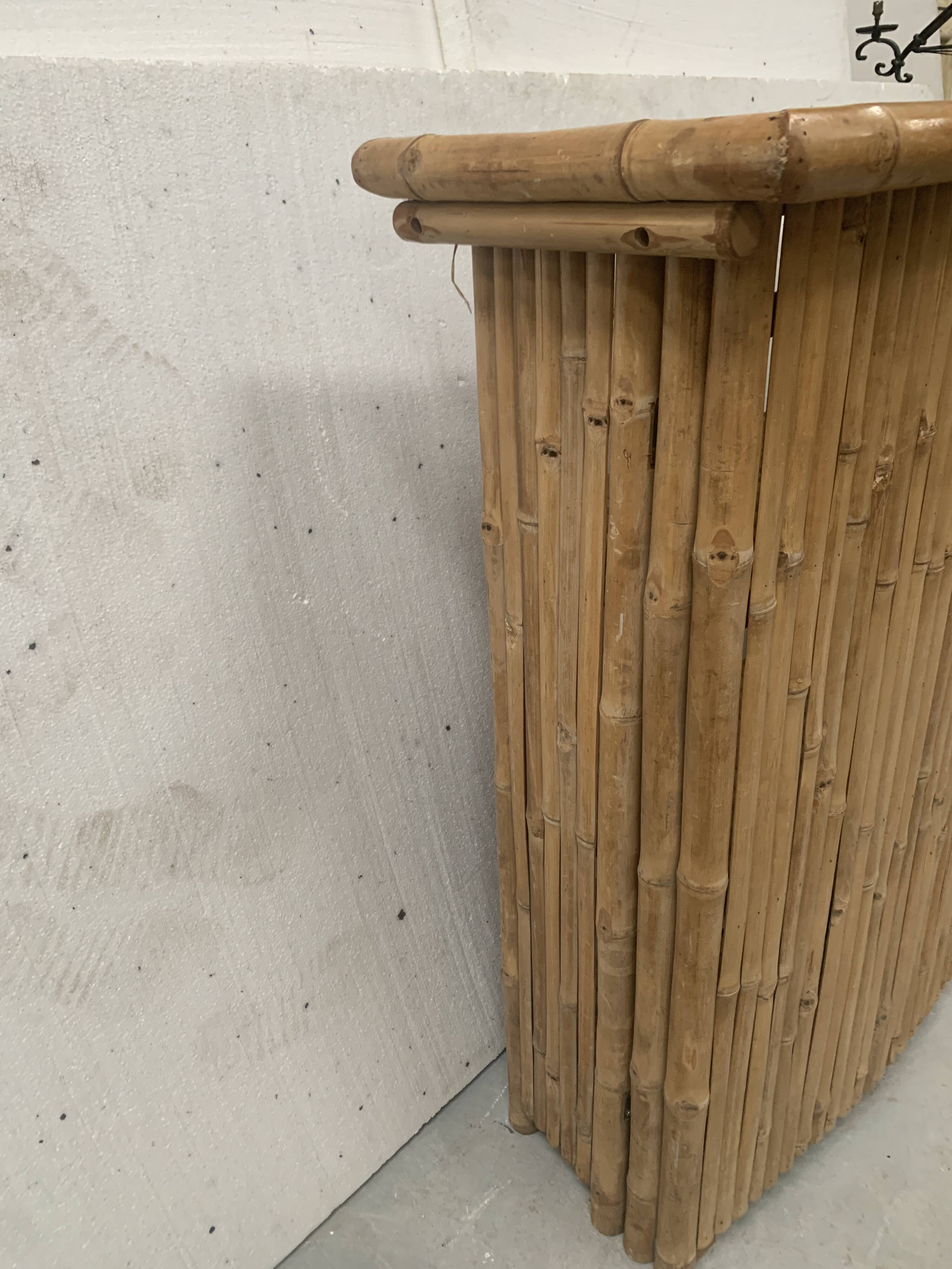 20th century woven bamboo half-moon bar