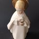 Faience statue from Desvres, communion angel by Gabriel Fourmaintraux.