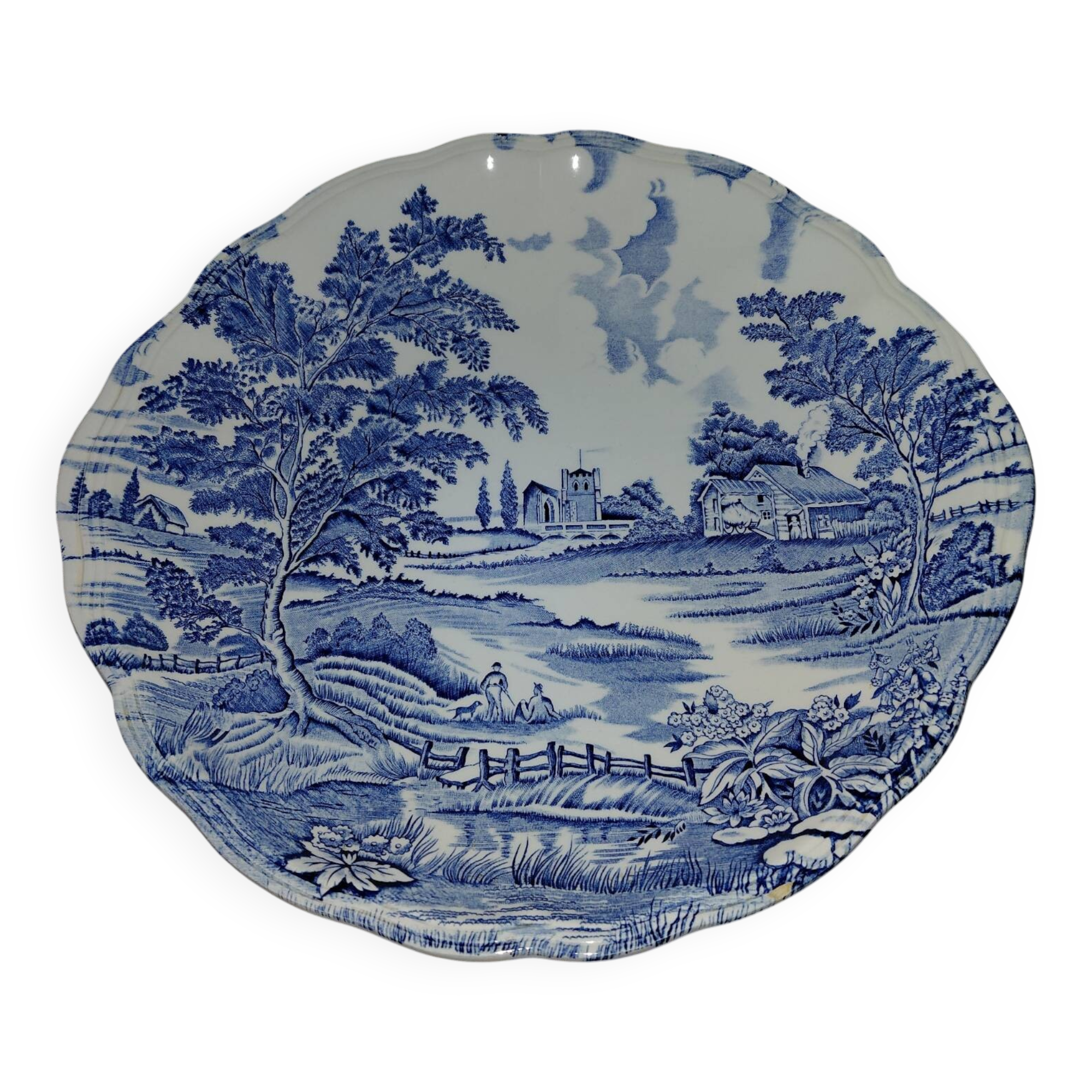 Lunéville porcelain - blue landscape plate