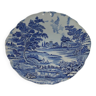 Porcelaine de Lunéville- assiette  paysage bleu
