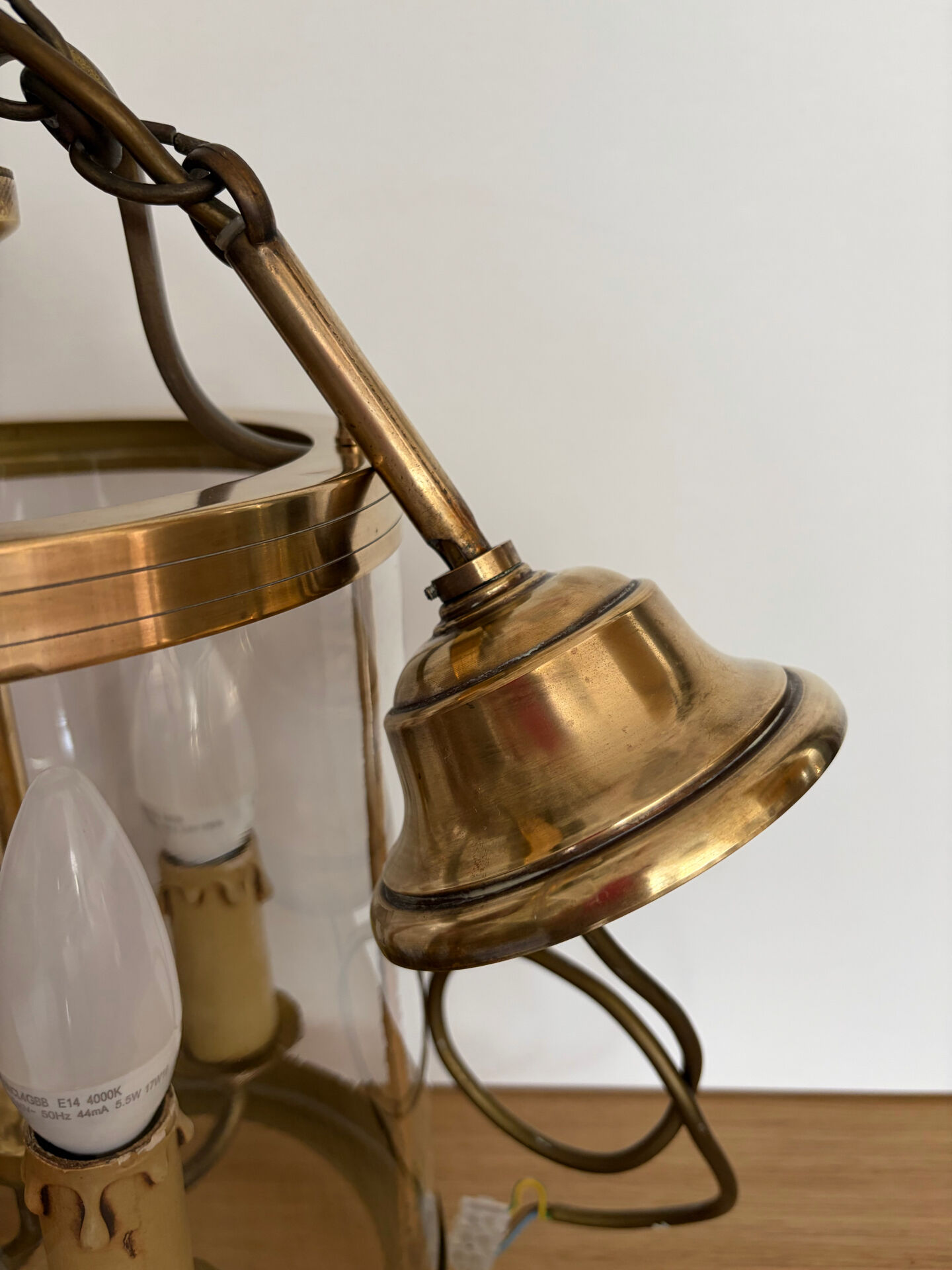 Brass and glass pendant light