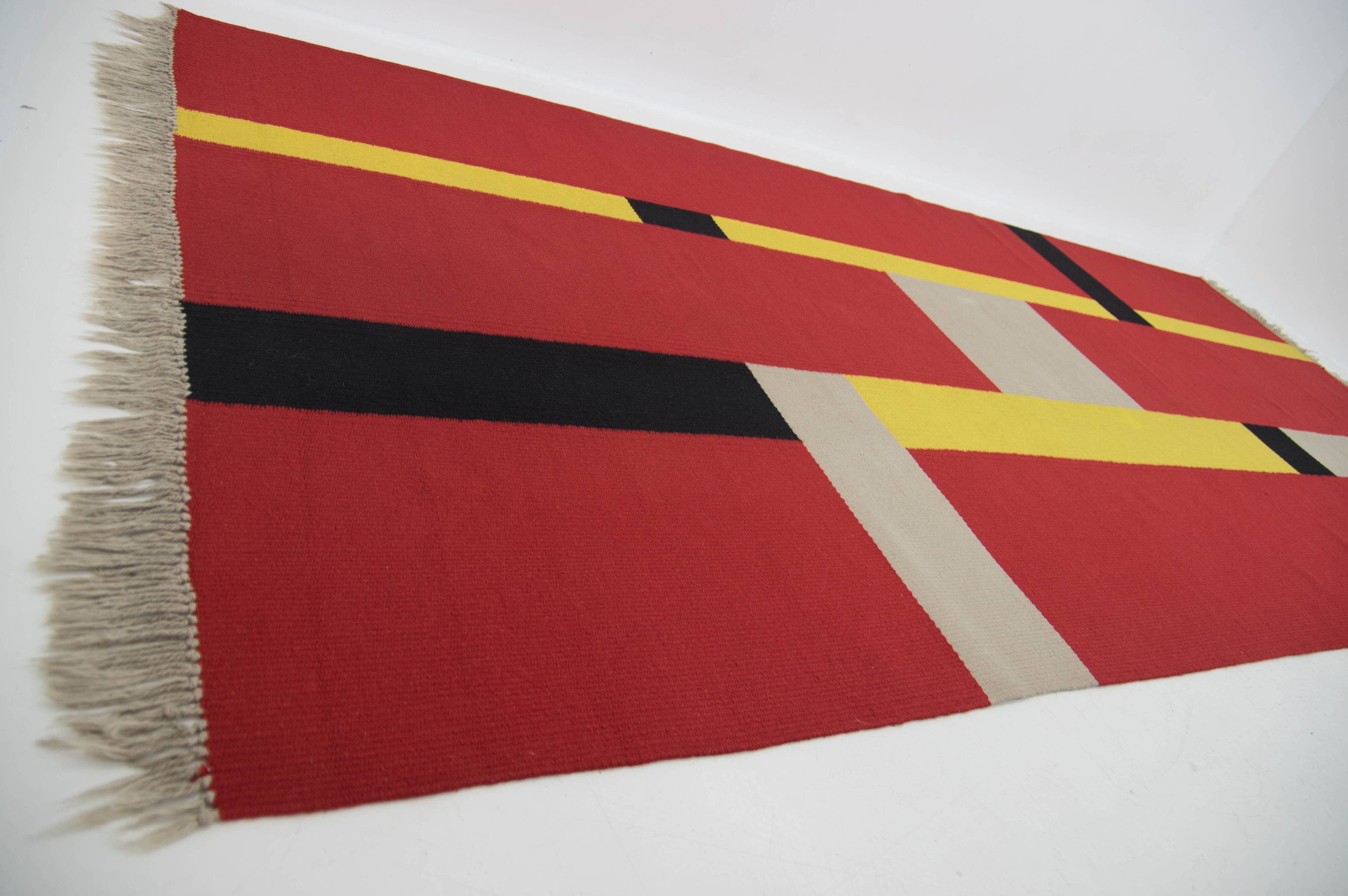 Rare Bauhaus Geometric Carpet, 1940s