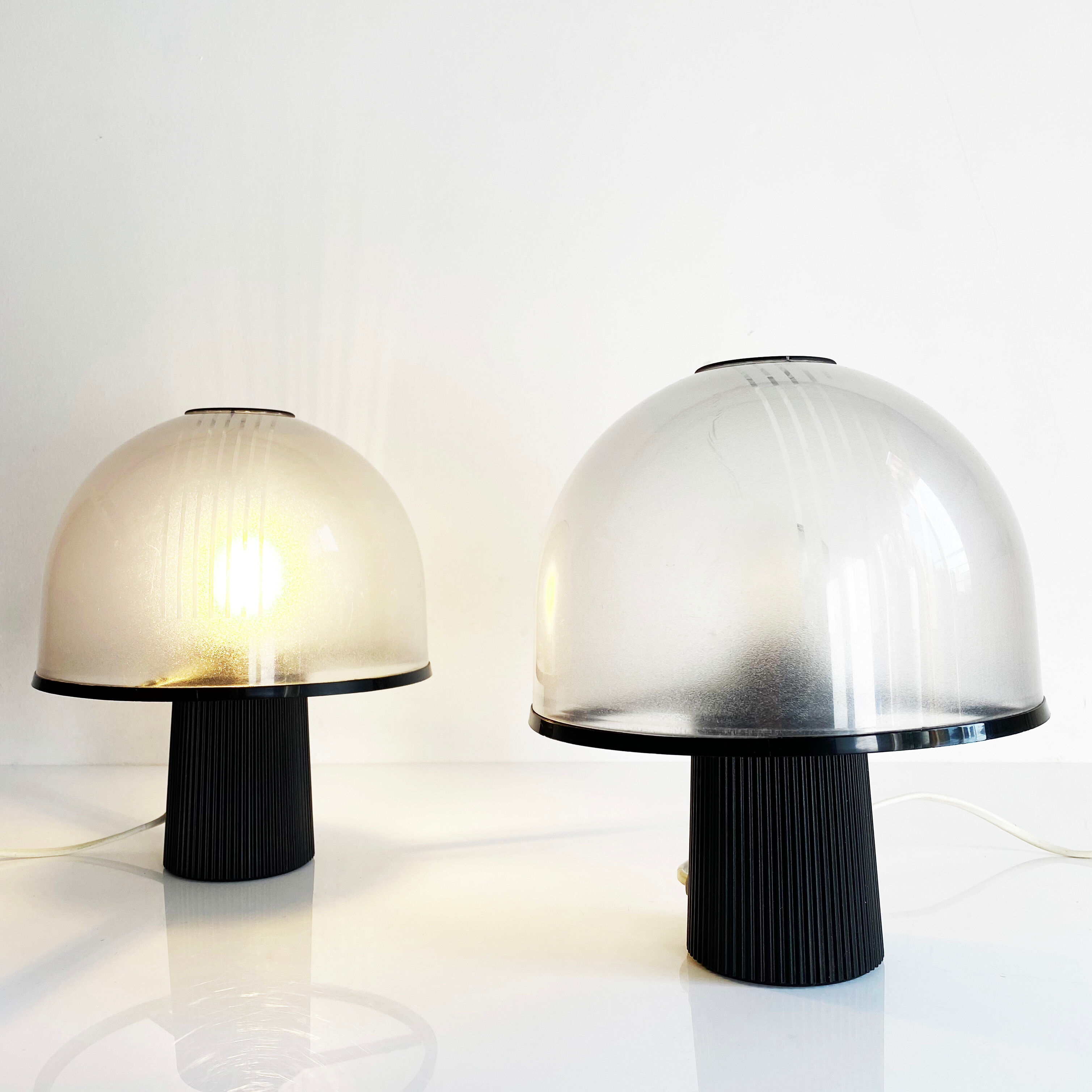 Pair of Molin mushroom lamps. Italy, 70s