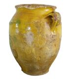 Grand pot à confit ancien français à glaçure jaune