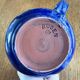 Navy Blue and White German Pitcher Made in Rügen, Drip Glaze Pottery