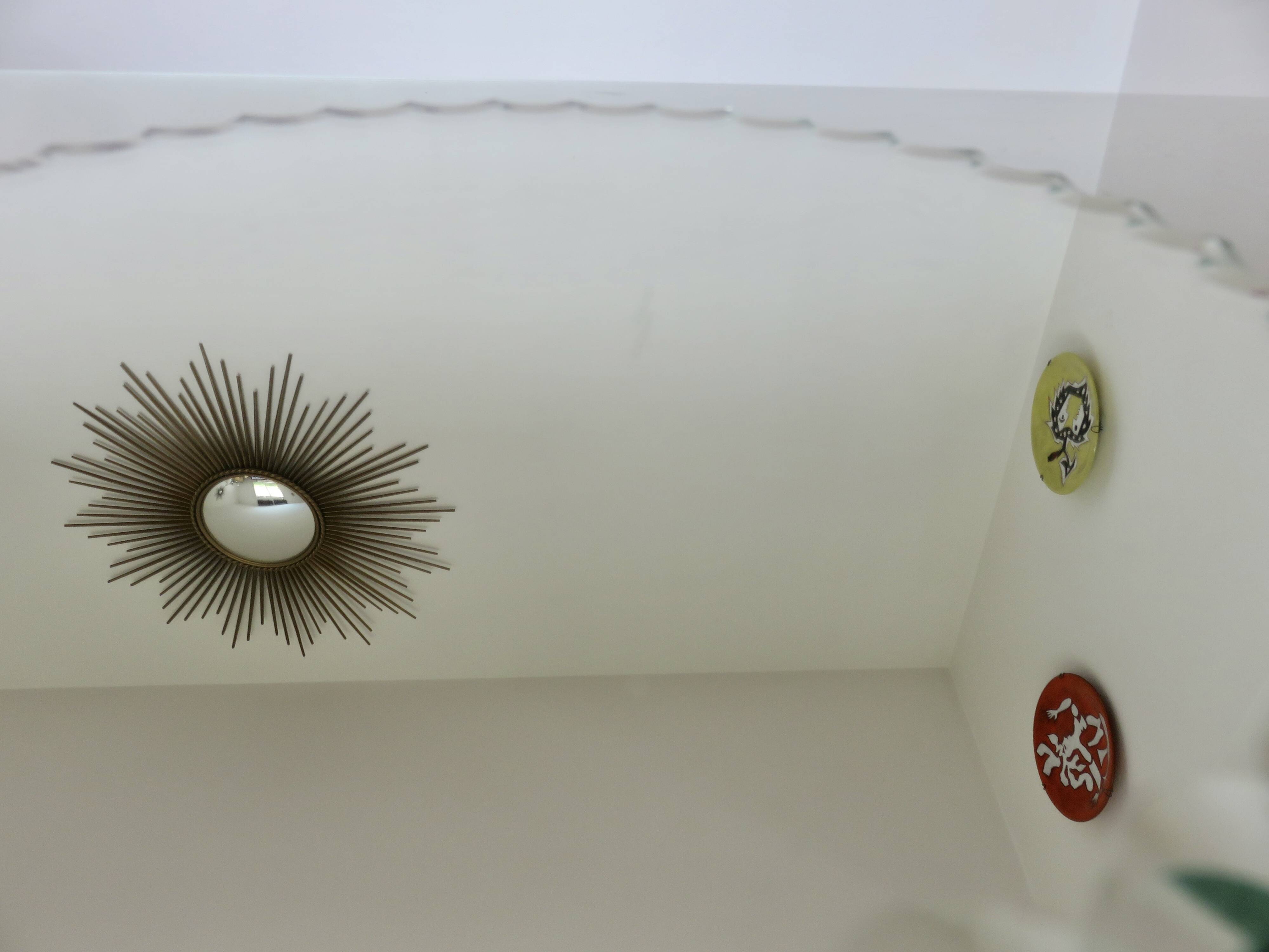 Vintage round mirror, freestanding, Art Deco, bevelled, 1940s 50s