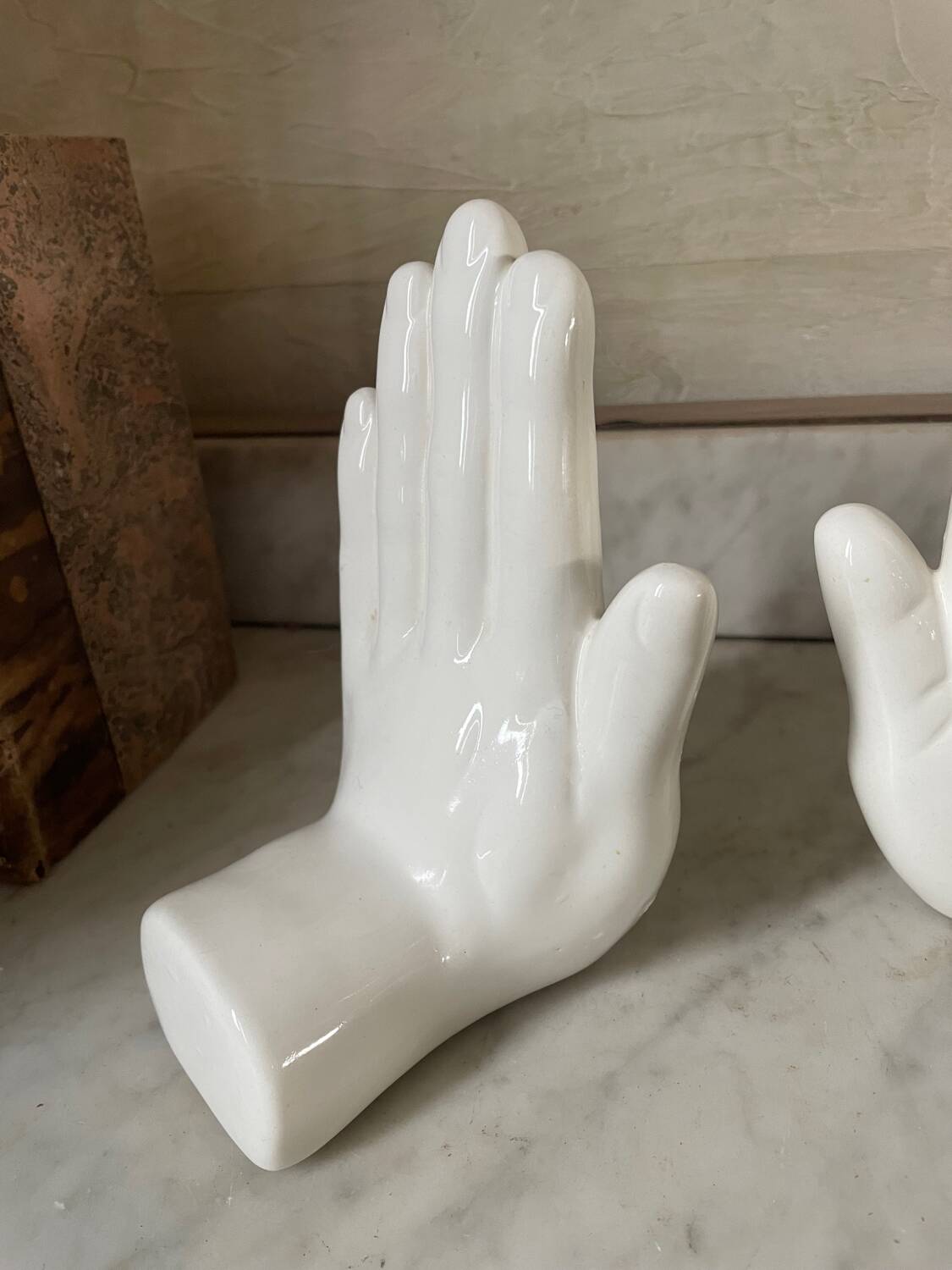 Pair of vintage ceramic hand bookends