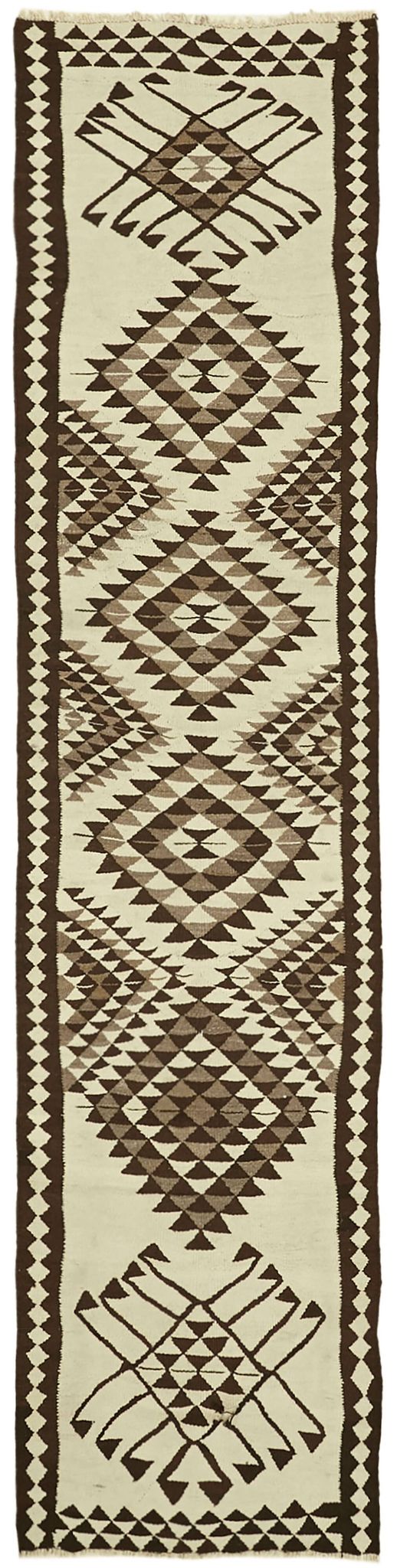 Turkish Handwoven Vintage Herki Kilim 95 cm x 373 cm