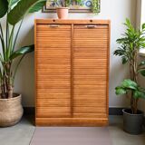 Antique oak tambour door filing cabinet, H120