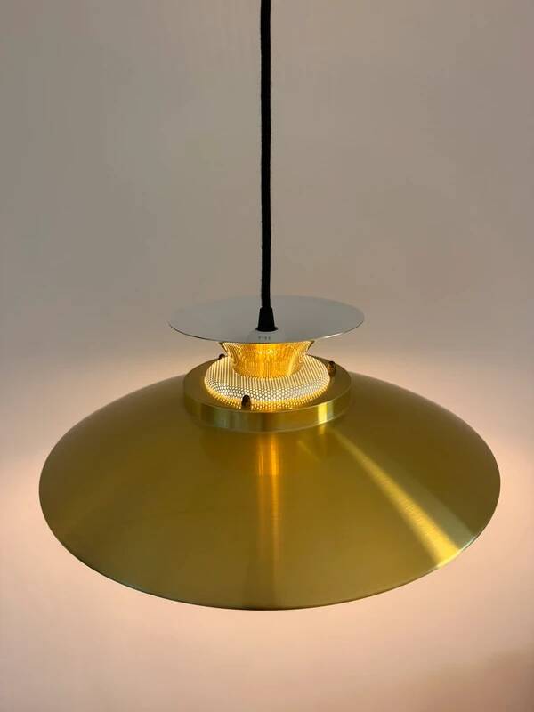 Lampe vintage danoise en or - pendentif multicouche