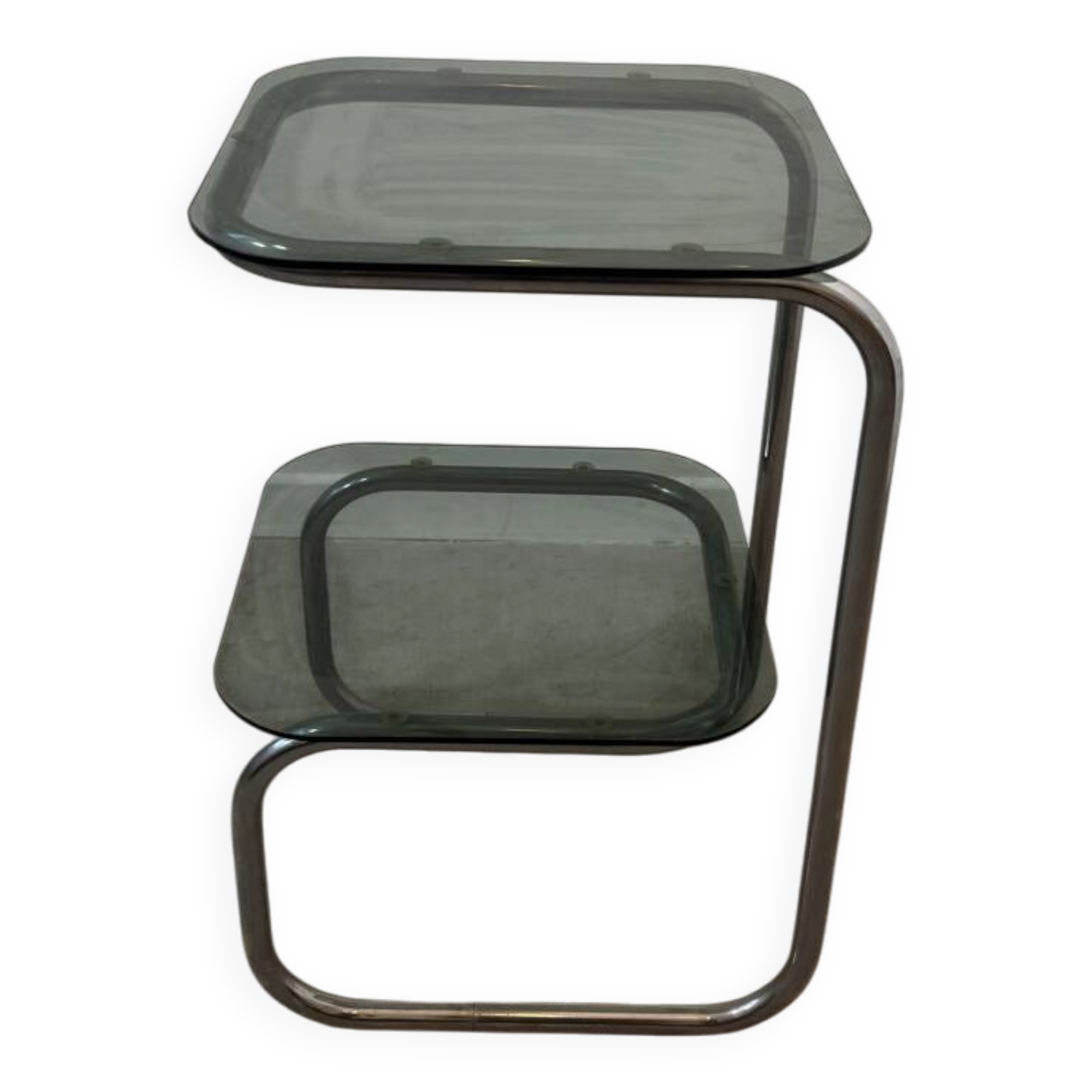 Smoked glass side table - bedside table.