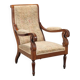 Antique Louis-Philippe armchair in walnut and fabric, Italy, 19th century