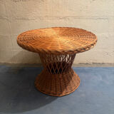 Table basse en rotin vintage