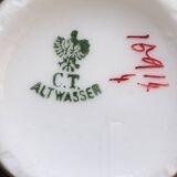 Service of 6 Fine Porcelain Cups with Art Nouveau Rose Decoration