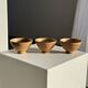 Set of 3 vintage mini bowls on foot, stoneware on pedestal H9 D10.