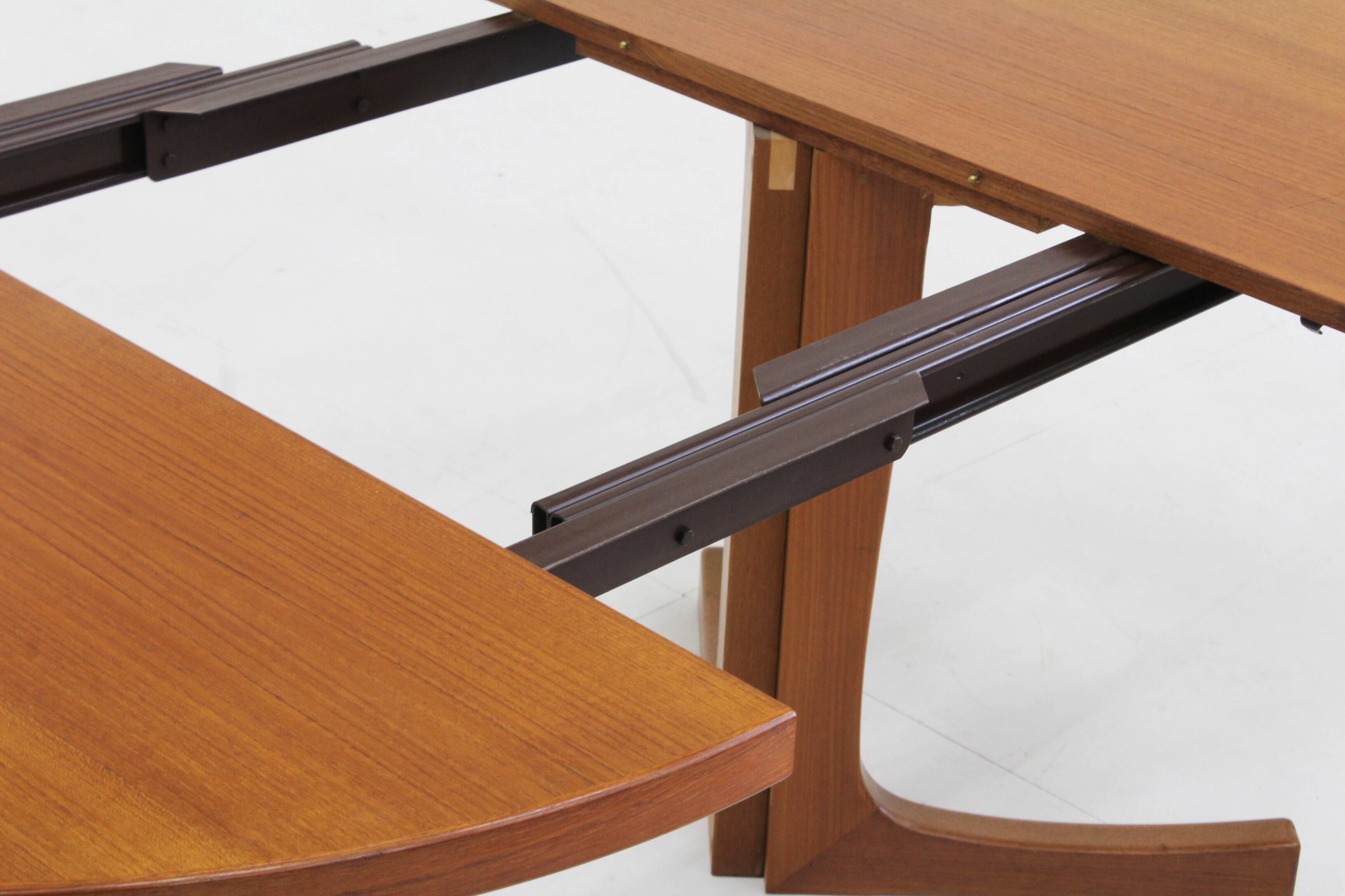 Vintage Danish round extendable dining table teak 1960s