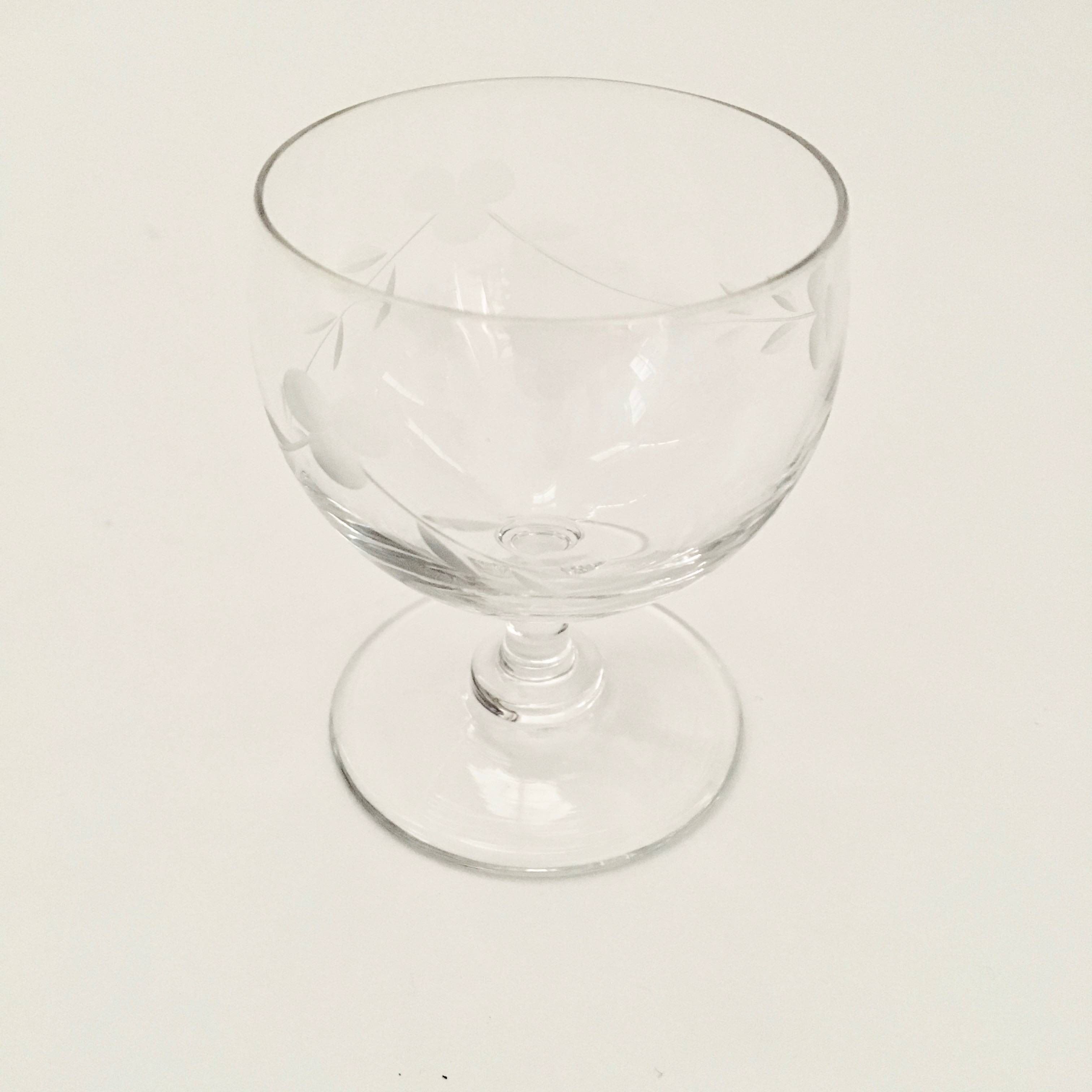 1930s floral engraved liquor glasses