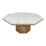 Table basse octogonale en travertin, années 1970