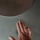 Translucent Frosted Glass Round Dining Table with Brushed Stainless Steel Pedestal — Industrial 1990s