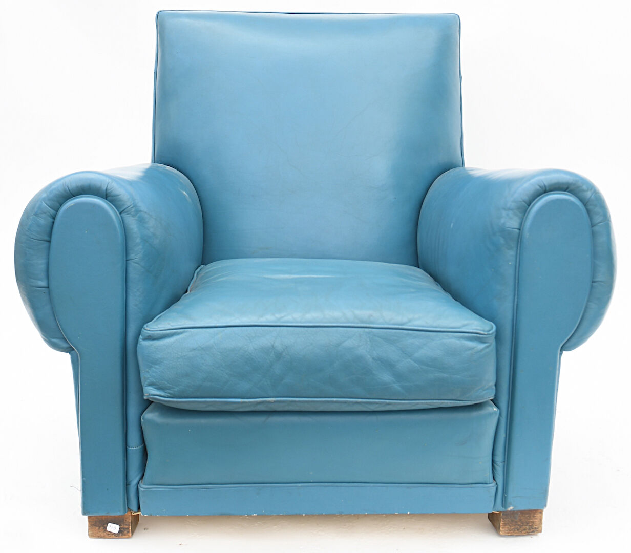 Club armchair in blue leather