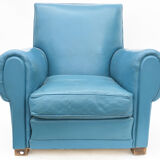Club armchair in blue leather