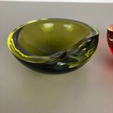 Murano Sommerso glass shell bowls Cenedese Vetri, 1960s
