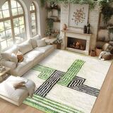 Off-white Moroccan rug with geometric patterns, 250cm x 150cm