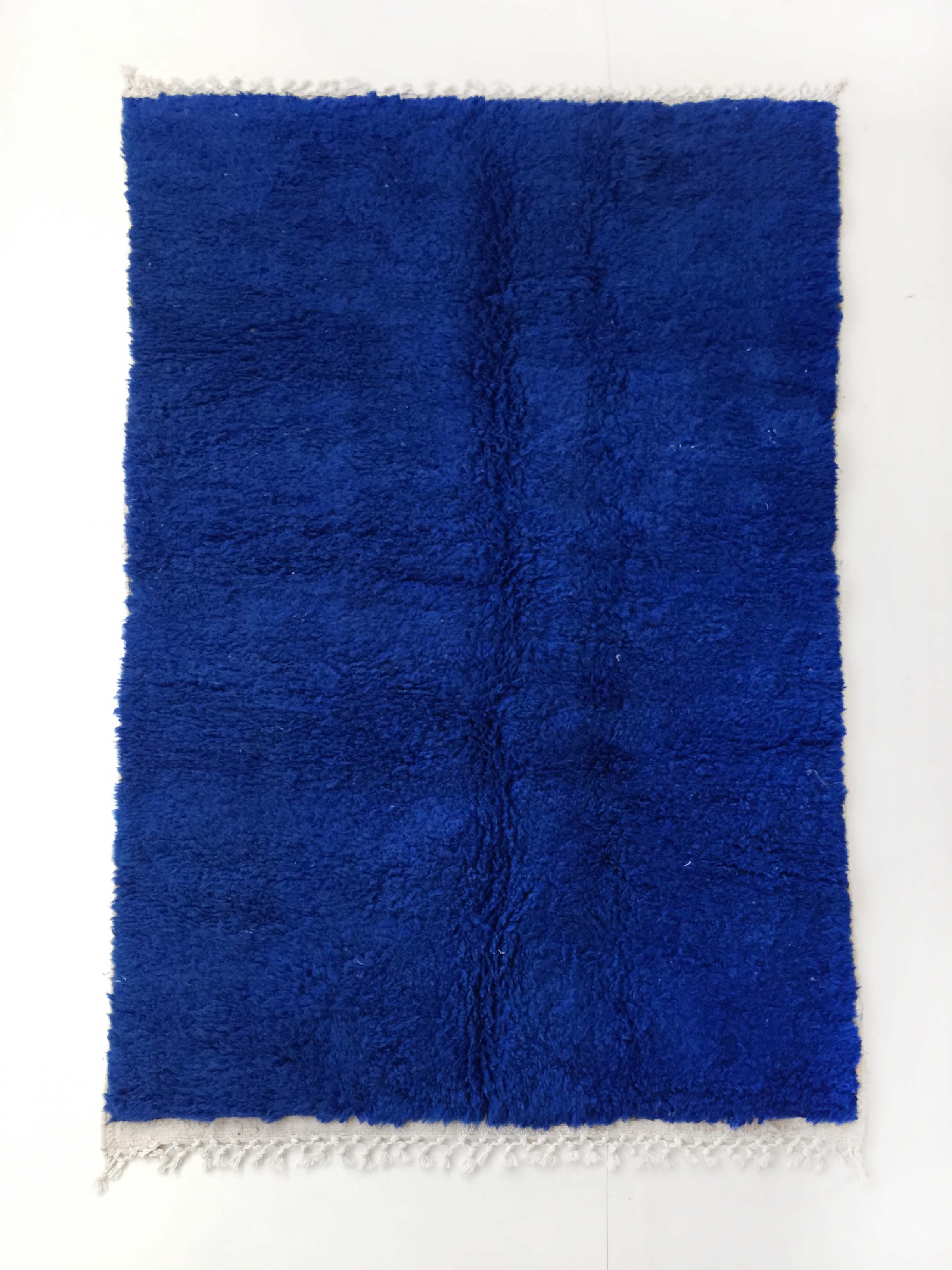Moroccan Berber carpet beni ouarain uni blue majorelle 242x148cm